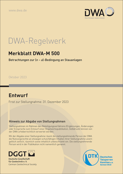 Merkblatt DWA-M 500 Betrachtungen zur (n – a)-Bedingung an Stauanlagen (Entwurf)