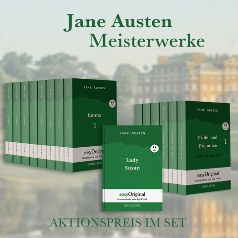 Jane Austens Meisterwerke (Bücher + 15 MP3 Audio-CDs) - Lesemethode von Ilya Frank - Zweisprachige Ausgabe Englisch-Deutsch - Jane Austen