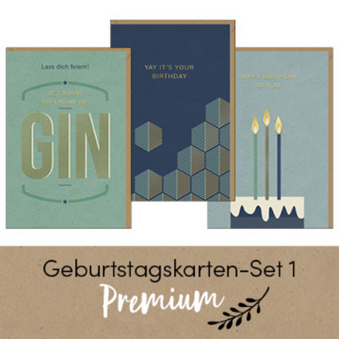 Geburtstagskarten-Set 1 Premium - 3 Karten - 