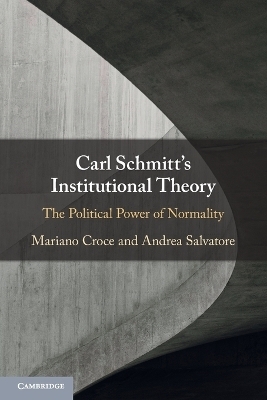 Carl Schmitt's Institutional Theory - Mariano Croce, Andrea Salvatore