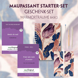 Guy de Maupassant Starter-Paket Geschenkset 3 Bücher (mit Audio-Online) + Marmorträume Schreibset Basics - Guy de Maupassant