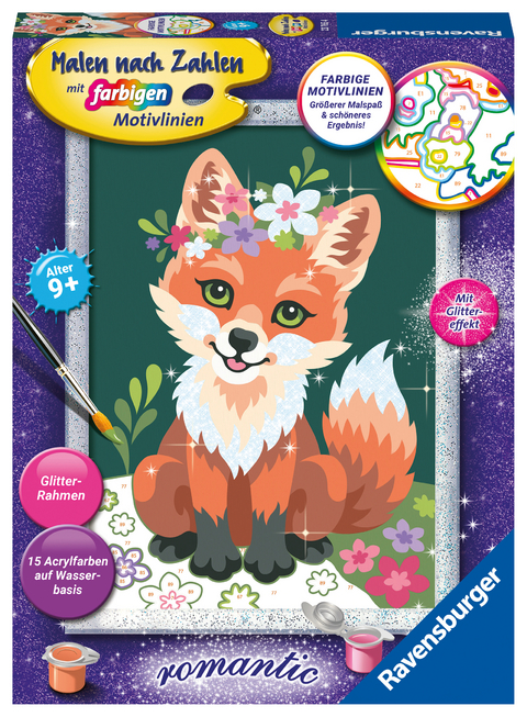 Ravensburger CreArt 23765 - Blumiger Fuchs - Malen nach Zahlen Fuchs für Kinder ab 9 Jahre