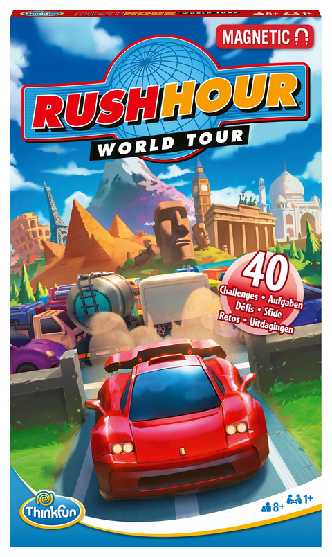 ThinkFun - 76544 – Rush Hour World Tour - Das magnetische Reise-Knobelspiel. Perfekt für die Reise und als Geschenk!