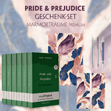 Stolz und Vorurteil Geschenkset - 6 Bücher (Hardcover + Audio-Online) + Marmorträume Schreibset Premium - Jane Austen