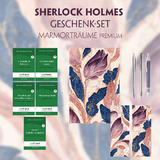 Sherlock Holmes Geschenkset - 5 Bücher (mit Audio-Online) + Marmorträume Schreibset Premium - Arthur Conan Doyle