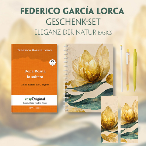 Doña Rosita la soltera Geschenkset (Buch mit Audio-Online) + Eleganz der Natur Schreibset Basics - Federico García Lorca