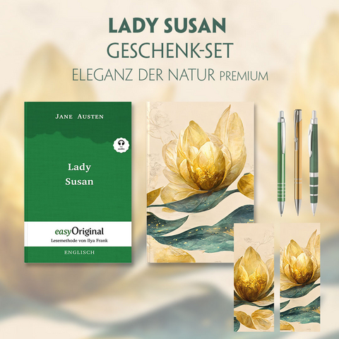 Lady Susan Geschenkset (Hardcover + Audio-Online) + Eleganz der Natur Schreibset Premium - Jane Austen