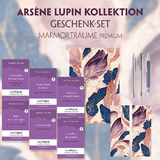 Arsène Lupin Geschenkset - 6 Bücher (mit Audio-Online) + Marmorträume Schreibset Premium - Maurice Leblanc
