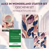 Alice im Wunderland Starter-Paket Geschenkset - 2 Bücher (mit Audio-Online) + Marmorträume Schreibset Basics - Lewis Carroll
