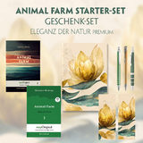 Animal Farm Starter-Paket Geschenkset 2 Bücher (mit Audio-Online) + Eleganz der Natur Schreibset Premium - George Orwell