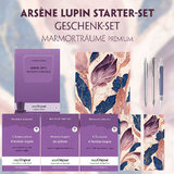 Arsène Lupin Starter-Paket Geschenkset - 4 Bücher (mit Audio-Online) + Marmorträume Schreibset Premium - Maurice Leblanc