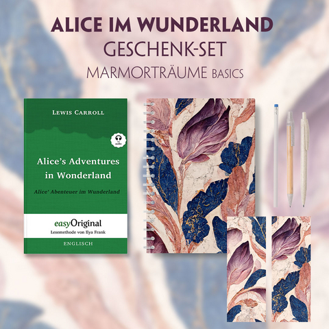 Alice im Wunderland Geschenkset (Softcover + Audio-Online) + Marmorträume Basics - Lewis Carroll