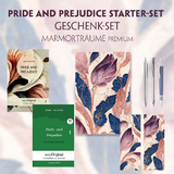 Pride and Prejudice Starter-Paket Geschenkset 2 Bücher (mit Audio-Online) + Marmorträume Schreibset Premium - Jane Austen