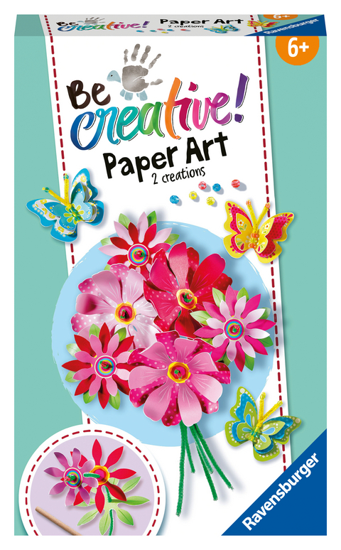 Ravensburger 23678 BeCreative Paper Art Blumen & Schmetterlinge, DIY für Kinder ab 6 Jahren