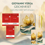 Giovanni Verga Geschenkset - 3 Bücher (mit Audio-Online) + Eleganz der Natur Schreibset Basics - Giovanni Verga