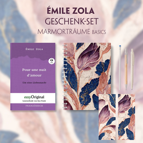 Émile Zola Geschenkset (mit Audio-Online) + Marmorträume Schreibset Basics - Émile Zola