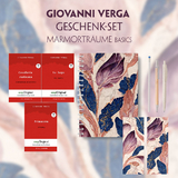 Giovanni Verga Geschenkset - 3 Bücher (mit Audio-Online) + Marmorträume Schreibset Basics - Giovanni Verga