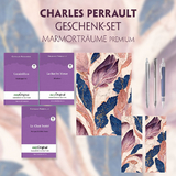 Charles Perrault Geschenkset - 3 Bücher (mit Audio-Online) + Marmorträume Schreibset Premium - Charles Perrault