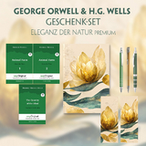 George Orwell & H.G. Wells Geschenkset - 3 Bücher (mit Audio-Online) + Eleganz der Natur Schreibset Premium - George Orwell, Herbert George Wells