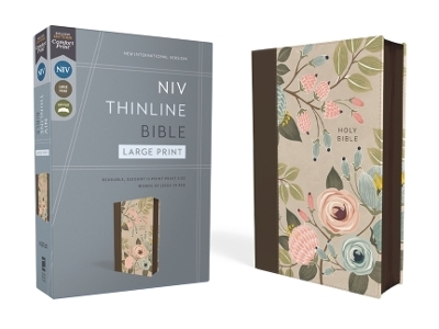 NIV, Thinline Bible, Large Print, Leathersoft, Floral, Zippered, Red Letter, Comfort Print -  Zondervan