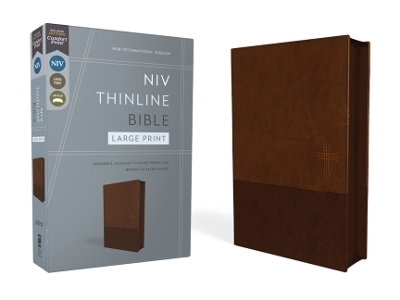 NIV, Thinline Bible, Large Print, Leathersoft, Brown, Zippered, Red Letter, Comfort Print -  Zondervan