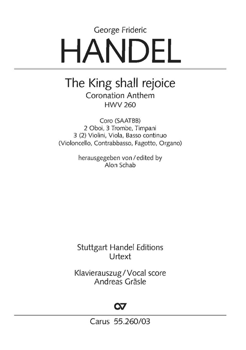 The King shall rejoice. Coronation Anthem III (Klavierauszug) - Georg Friedrich Händel