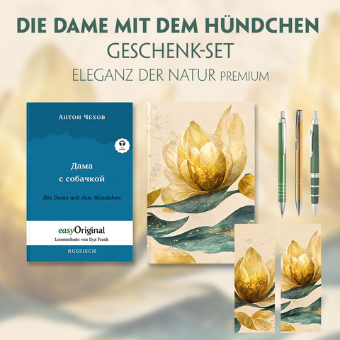 Die Dame mit dem Hündchen Geschenkset (Buch mit Audio-Online) + Eleganz der Natur Schreibset Premium - Anton Pawlowitsch Tschechow