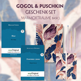 Gogol & Puschkin Geschenkset - 2 Bücher (mit Audio-Online) + Marmorträume Schreibset Basics - Nikolai Wassiljewitsch Gogol, Alexander Puschkin