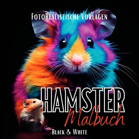 Black Midnight- Animals / Malbuch Hamster „Fotorealistisch“. - Lucy´s Schwarze Malbücher