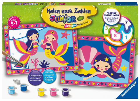 Ravensburger Malen nach Zahlen 23753 - Bezaubernde Meerjungfrauen - Kinder 5 - 7 Jahre