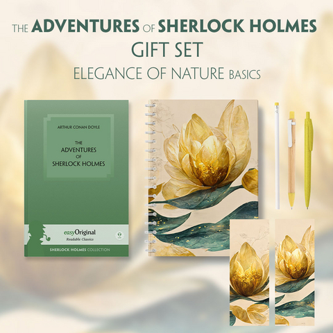 The Adventures of Sherlock Holmes (with audio-online) Readable Classics Geschenkset + Eleganz der Natur Schreibset Basics - Arthur Conan Doyle