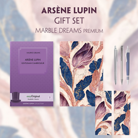 Arsène Lupin, gentleman-cambrioleur (with audio-online) Readable Classics Geschenkset + Marmorträume Schreibset Premium - Maurice Leblanc