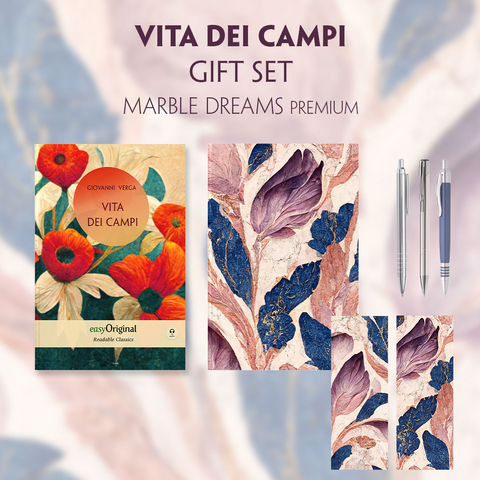 Vita dei campi (with audio-online) Readable Classics Geschenkset + Marmorträume Schreibset Premium - Giovanni Verga