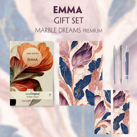 Emma (with audio-online) Readable Classics Geschenkset + Marmorträume Schreibset Premium - Jane Austen