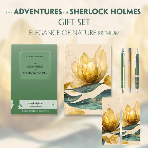 The Adventures of Sherlock Holmes (with audio-online) Readable Classics Geschenkset + Eleganz der Natur Schreibset Premium - Arthur Conan Doyle