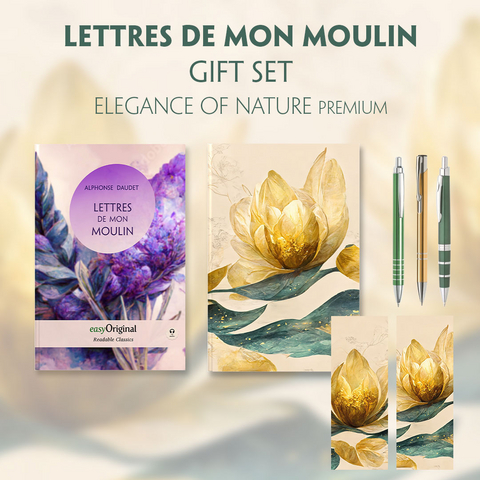 Lettres de mon Moulin (with audio-online) Readable Classics Geschenkset + Eleganz der Natur Schreibset Premium - Alphonse Daudet