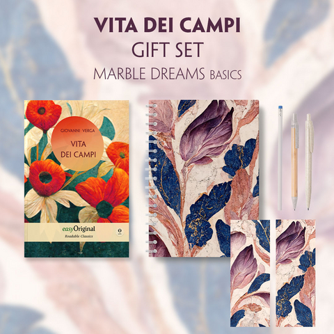 Vita dei campi (with audio-online) Readable Classics Geschenkset + Marmorträume Schreibset Basics - Giovanni Verga