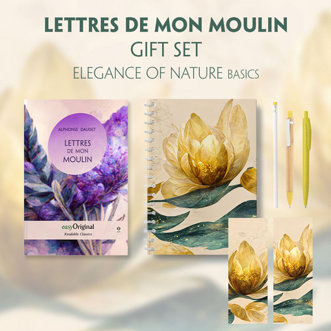 Lettres de mon Moulin (with audio-online) Readable Classics Geschenkset + Eleganz der Natur Schreibset Basics - Alphonse Daudet