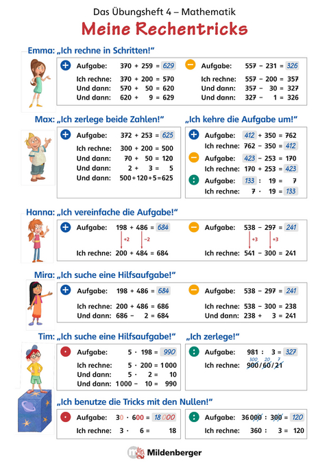 Das Übungsheft Mathematik 4 – Überarbeitete Neuauflage – Poster Meine Rechentricks - Nina Simon, Hendrik Simon