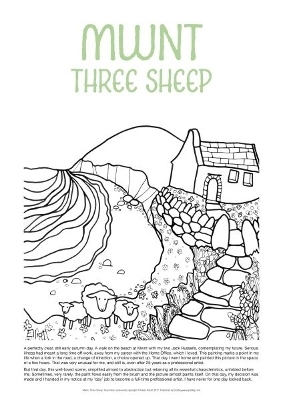 Helen Elliott Poster: Mwnt Three Sheep - Helen Elliott