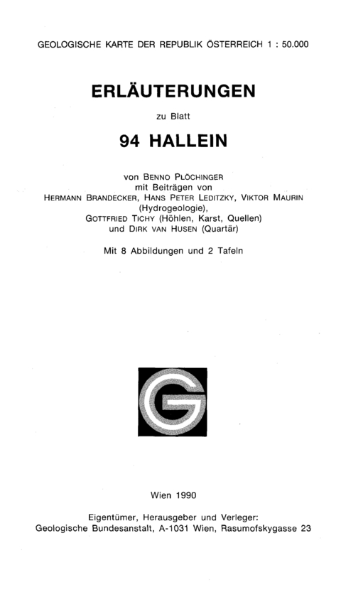Erläuterungen zu Blatt 94 Hallein - Benno Plöchinger