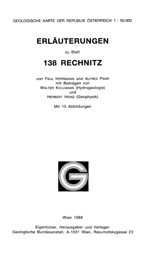 Erläuterungen zu Blatt 138 Rechnitz - Paul Herrmann, Alfred Pahr