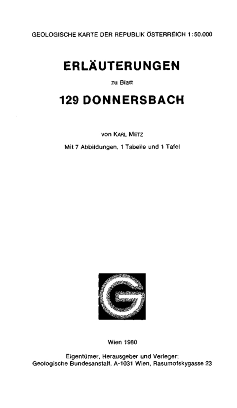 Erläuterungen zu Blatt 129 Donnersbach - Karl Metz