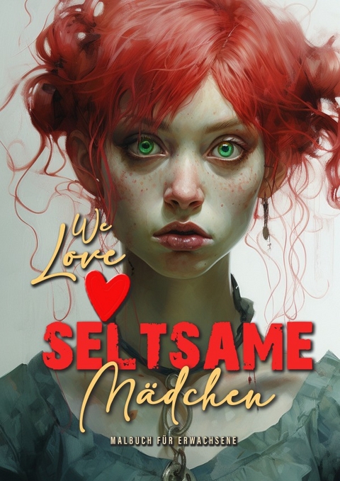 We love seltsame Mädchen Malbuch für Erwachsene - Monsoon Publishing, Musterstück Grafik