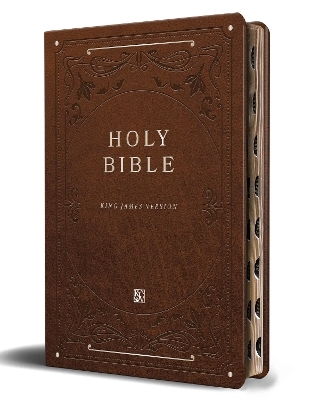 KJV Holy Bible, Giant Print Thinline Large format, Brown Premium Imitation Leath er with Ribbon Marker, Red Letter, and Thumb Index -  King James Version