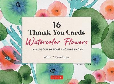 16 Thank You Cards Watercolor Flowers - 