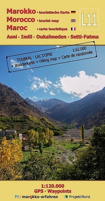 L11: Asni - Imlil - Oukaïmeden - Setti-Fatma 1:120.000 + Wanderkarte Toubkal &amp; Lac d`Ifni 1:62.000+ GPS-Waypoints - A. + B. Conrad