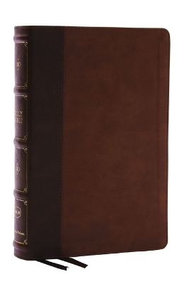 NKJV, Large Print Thinline Reference Bible, Blue Letter, Maclaren Series, Leathersoft, Brown, Comfort Print -  Thomas Nelson