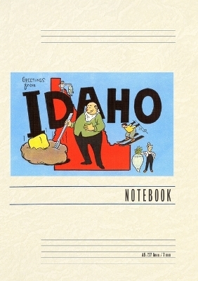 Vintage Lined Notebook Greetings from Idaho, Cartoon