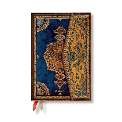 Safavid Indigo (Safavid Binding Art) Mini 12-month Horizontal Hardback Dayplanner 2025 (Wrap Closure) -  Paperblanks
